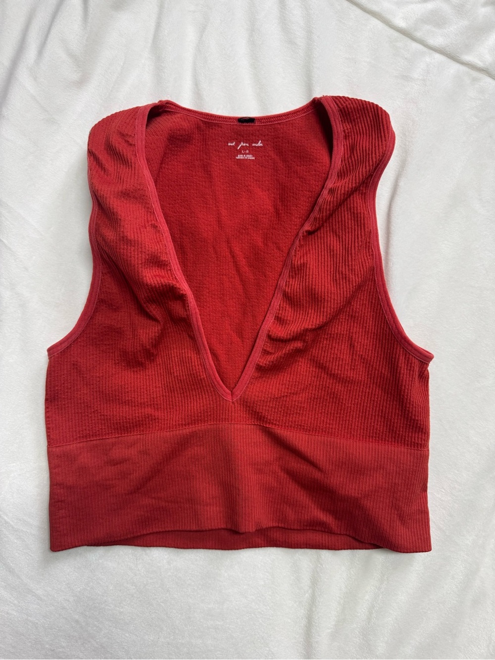 Out From Under Ribbed Cropped Tank V-Neck - Picture 2 of 7